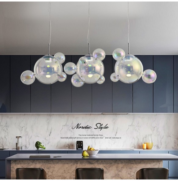 Modern Glass LED Pendant Light Living Room Decoration Bubble Glass Chandelier for Dining Room Home Decor Hanging Light