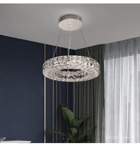 New Ring Crystal Pendant Light Simple Chandelier Home Decoration Lustres Luxury Hanging Lamps for Villa Foyer