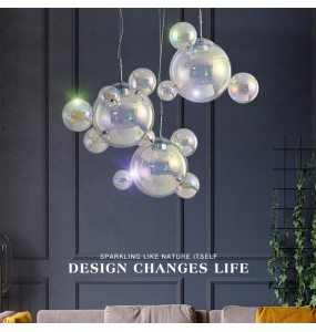 Modern Glass LED Pendant Light Living Room Decoration Bubble Glass Chandelier for Dining Room Home Decor Hanging Light