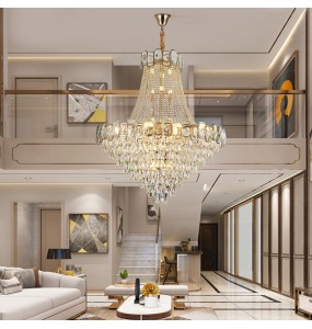 Nordic Large Crystal Ceiling Chandelier Room Decor Big Hanging Lamps Lustre Lampara for Villa Foyer Stairwell