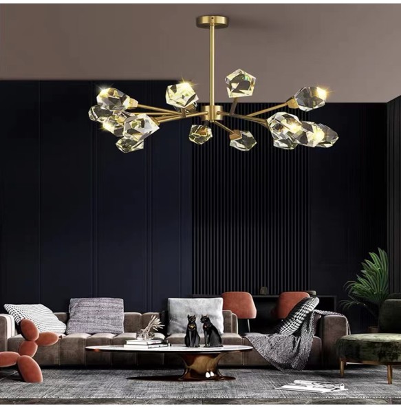 Modern Hanglamp Diamond Crystal Brass LED Hanging Lamp Lustre Gold Pendant Light Luxury Home Decor Living Room Dining Room