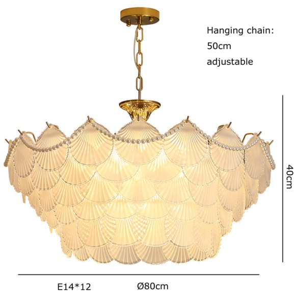 Shell Glass Modern Suspension Lustre Pendant Light 2024 LED Luxury Hanging Lamp Popular Home Appliance For Home Decoration