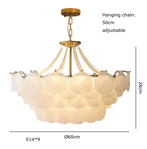 Shell Glass Modern Suspension Lustre Pendant Light 2024 LED Luxury Hanging Lamp Popular Home Appliance For Home Decoration