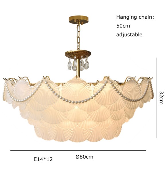 Shell Glass Modern Suspension Lustre Pendant Light 2024 LED Luxury Hanging Lamp Popular Home Appliance For Home Decoration