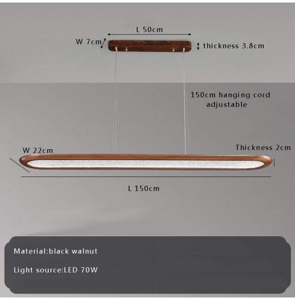 Modern Creative Walnut Pendant Lamp for Ceiling Long Dining Room Bar Chandelier Led Home Decor Light Fixture