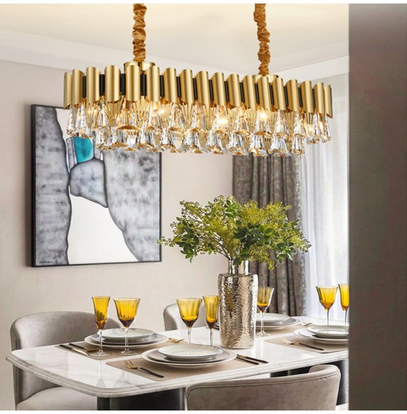 Luxury Gold Pendant Light Big 2024 Classic LED Dimmable Crystal Light Fixture Lustre Home Appliance Home Decor Dining Room