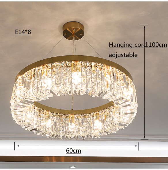 Luxury Gold Crystal Ceiling Pendant Lights Led Home Decoration Hanging Lamps Cristal Lustres over Dining Table Lamparas