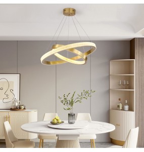 Creative 2024 Modern Led Pendant Lights Home Decor Lighting Brass Rings Chandelier Lighting Hanging Lamps for Living Dining Room