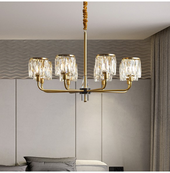 Led Vintage Brass Candle Shape Pendant Lamp New Lustre Home Appliance Crystal Chandelier Dimmable Ceiling Lamparas for Foyer