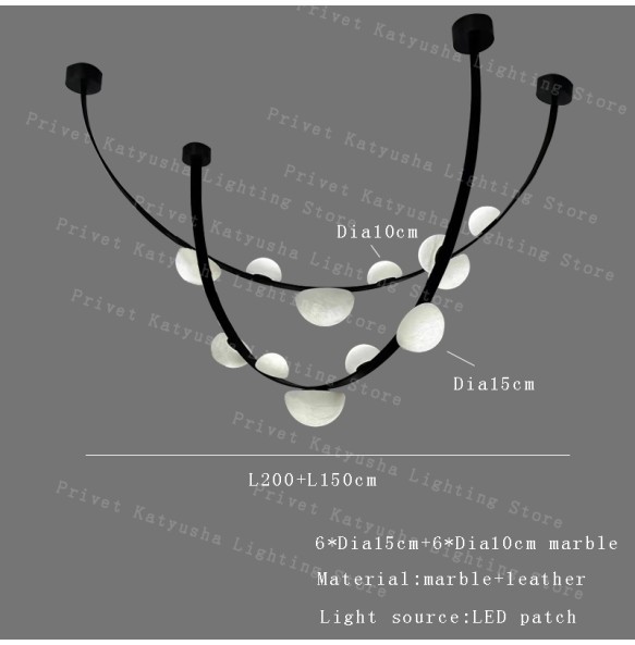 Postmodern Leather Strap Hanging Lamps Home Decoration Marble Ceiling Chandeliers 2024 Luxury Lights for Living Room Villa