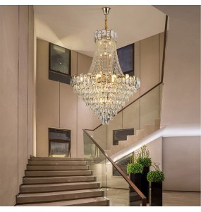 Nordic Large Crystal Ceiling Chandelier Room Decor Big Hanging Lamps Lustre Lampara for Villa Foyer Stairwell