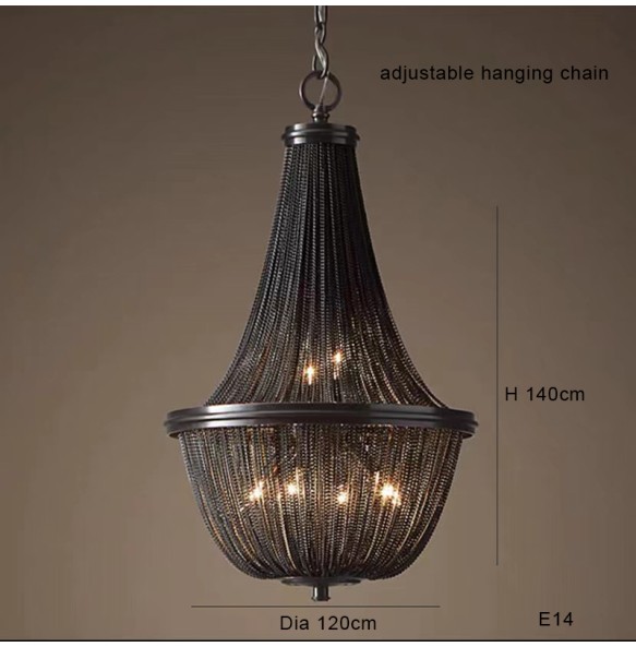 Modern Black Aluminum Chain Tassel Pendant Lights Dimmable Fancy Shade Retro Chandelier for Living Room Decoration