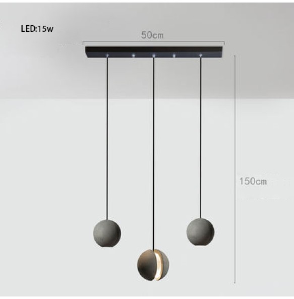 Lunar Surface Shaped Pendant Light Spherical Hanging Lamp Round Cement Grey Modern Suspension Dimmable LED Home Decoration