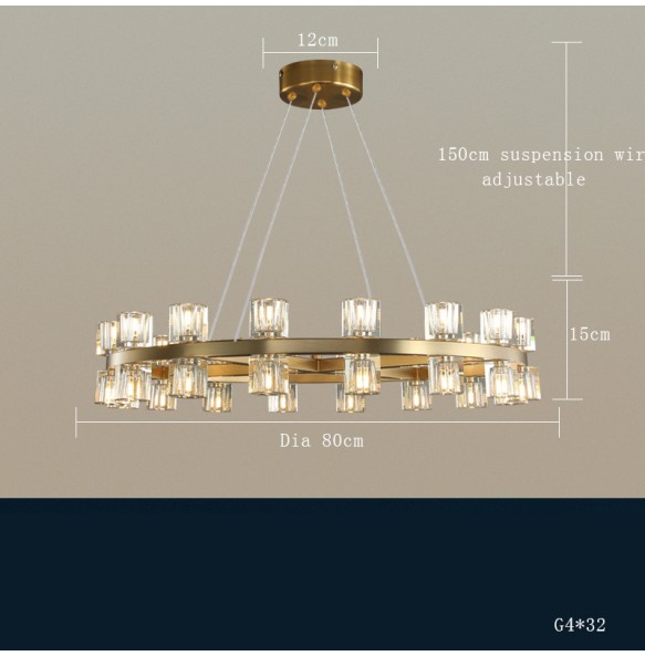 Modern Luxury Copper Crystal Led Pendant Light luminária Home Decor Chandelier Suspension for Foyer Living Room