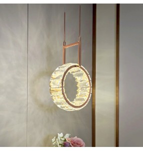 Modern Luxury Round Crystal Bedside Pendant Light Gold Small Hanging Lamp for Ceiling Home Decoration Bedroom Light Fixture