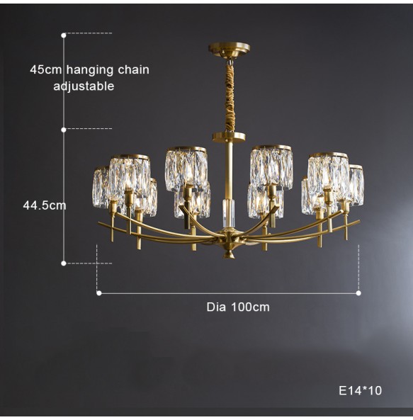 Led Vintage Brass Candle Shape Pendant Lamp New Lustre Home Appliance Crystal Chandelier Dimmable Ceiling Lamparas for Foyer