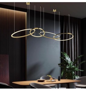 2024 Modern Luxury Stainless Steel Silicone Pendant Lamp Gold Round Lustres Led Home Appliance Dining Table Hanging Ring Lamps