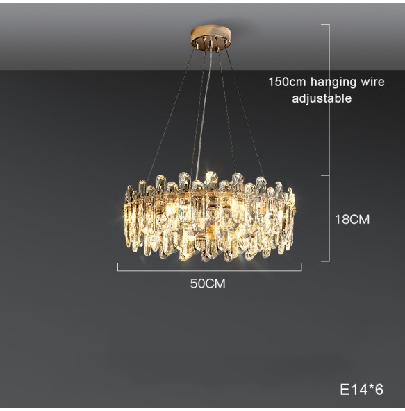 Lustre Luxury K9 Crystal Pendant Lights Modern Elegant Gold Chandelier Home Decoration Light Fixture for Foyer Living Room Villa