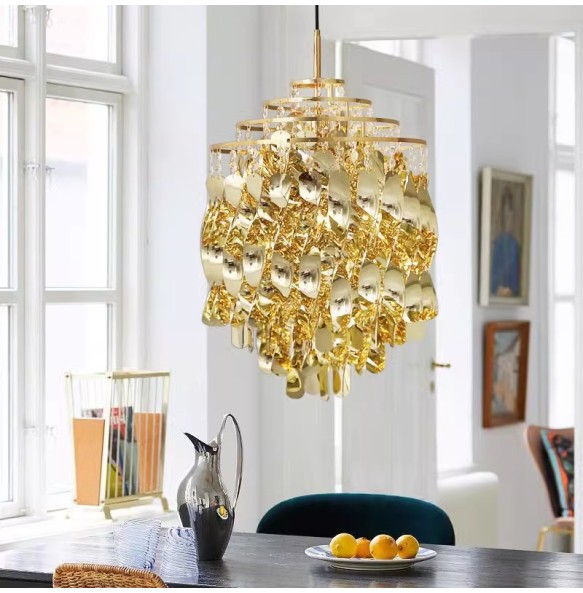 Modern Creative Waterfall Acrylic Pendant Lights Gold Chrome Hanging Lamps over Dining Table Kitchen Island Lighting Fashion