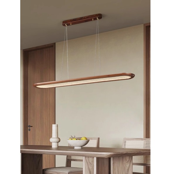 Modern Creative Walnut Pendant Lamp for Ceiling Long Dining Room Bar Chandelier Led Home Decor Light Fixture