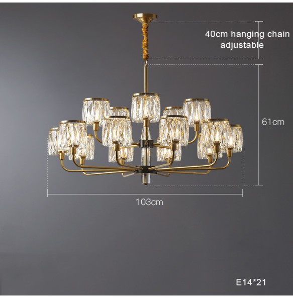 Led Vintage Brass Candle Shape Pendant Lamp New Lustre Home Appliance Crystal Chandelier Dimmable Ceiling Lamparas for Foyer