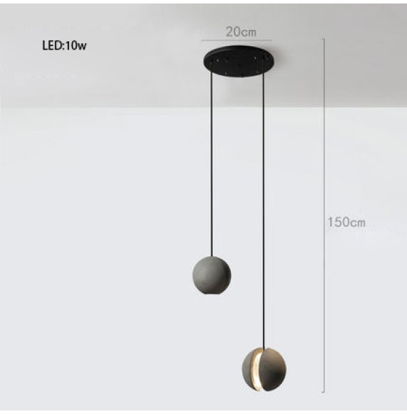 Lunar Surface Shaped Pendant Light Spherical Hanging Lamp Round Cement Grey Modern Suspension Dimmable LED Home Decoration