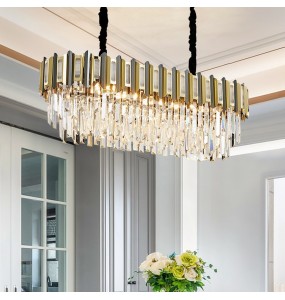 Postmodern New Trend LED Pendant Light Gold Chandelier Dimmable Home Decor Crystal Lustre Lampara for Living Room