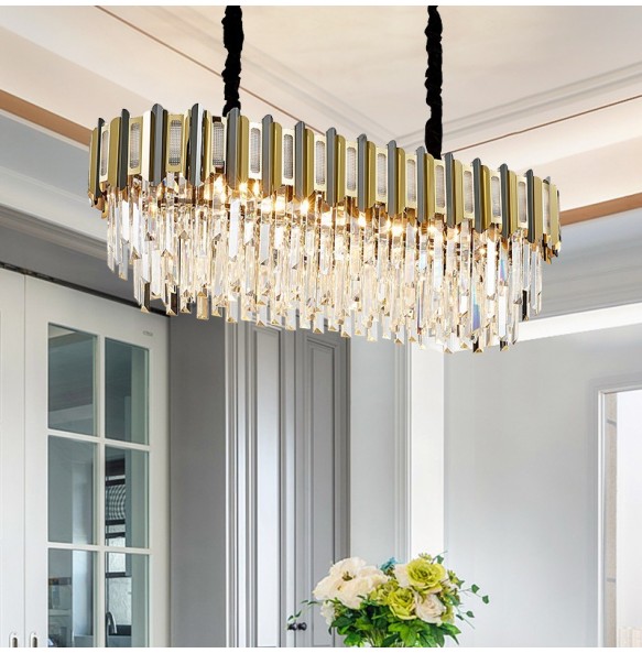 Postmodern New Trend LED Pendant Light Gold Chandelier Dimmable Home Decor Crystal Lustre Lampara for Living Room