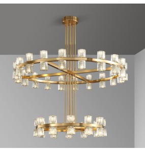 Modern Luxury Copper Crystal Led Pendant Light luminária Home Decor Chandelier Suspension for Foyer Living Room