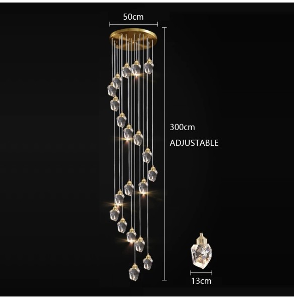 Modern Luxury Staircase Crystal Ceiling Chandelier Long Large Pendant Lamp Home Decor Lustres 2024 Hanglamp Brass Light Fixture