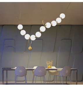 Modern 2024 Ceiling Chandelier Pearl Necklace Shaped Light Fixture Ivory White LED Home Decor Hanging Lamp above Dining Room