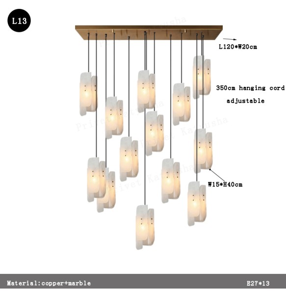 Luxury Marble Pendant Light Villa Stairecase Ceiling Chandelier Home Decor Marble Hanglamp Lustres Dining Room Lamps 2024