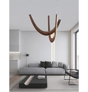 Modern Wooden Pendant Light Solid Wood Ceiling Chandelier 2024 Art Decor Hanglamp Luxury Lustres for Living Room Villa Duplex