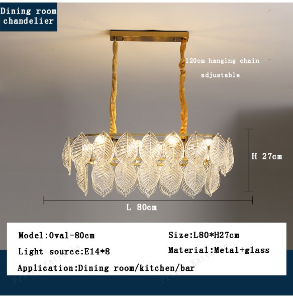 Modern Glass Ceiling Chandelier Home Decor Glass Leaf Lighting Led Dining Room Chandeliers Living Room Luxury Lustres