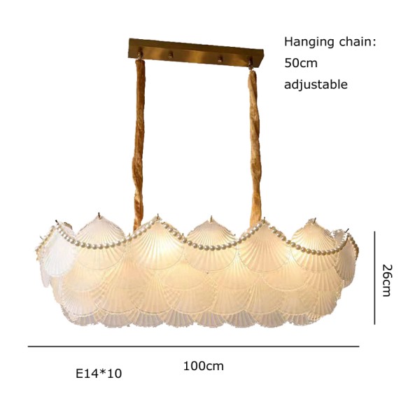 Shell Glass Modern Suspension Lustre Pendant Light 2024 LED Luxury Hanging Lamp Popular Home Appliance For Home Decoration