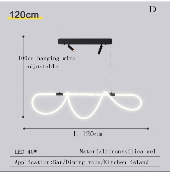 Modern 2024 Home Decor Long Silicone Strip Hanglamp Bar Kitchen Island Ceiling Chandelier Luminária Lustres Dining Room Lampara