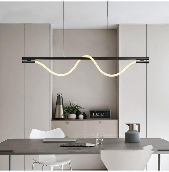 Modern 2024 Home Decor Long Silicone Strip Hanglamp Bar Kitchen Island Ceiling Chandelier Luminária Lustres Dining Room Lampara