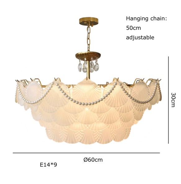 Shell Glass Modern Suspension Lustre Pendant Light 2024 LED Luxury Hanging Lamp Popular Home Appliance For Home Decoration