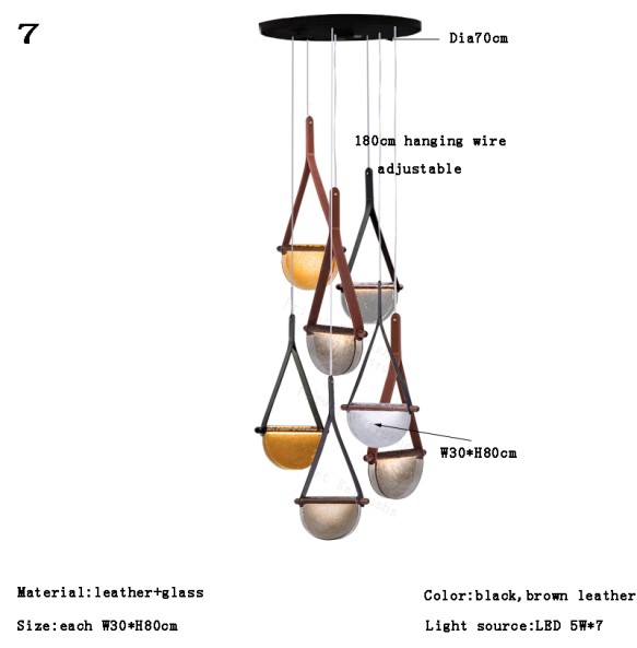 Modern 2024 Ceiling Chandelier Lighting Led Clear Glass Pendant Light Leather Lampe Lustre Living Room Decor Chandelier Lamparas