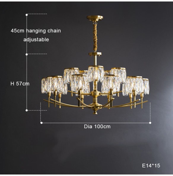 Led Vintage Brass Candle Shape Pendant Lamp New Lustre Home Appliance Crystal Chandelier Dimmable Ceiling Lamparas for Foyer