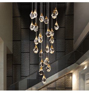 Modern Luxury Staircase Crystal Ceiling Chandelier Long Large Pendant Lamp Home Decor Lustres 2024 Hanglamp Brass Light Fixture