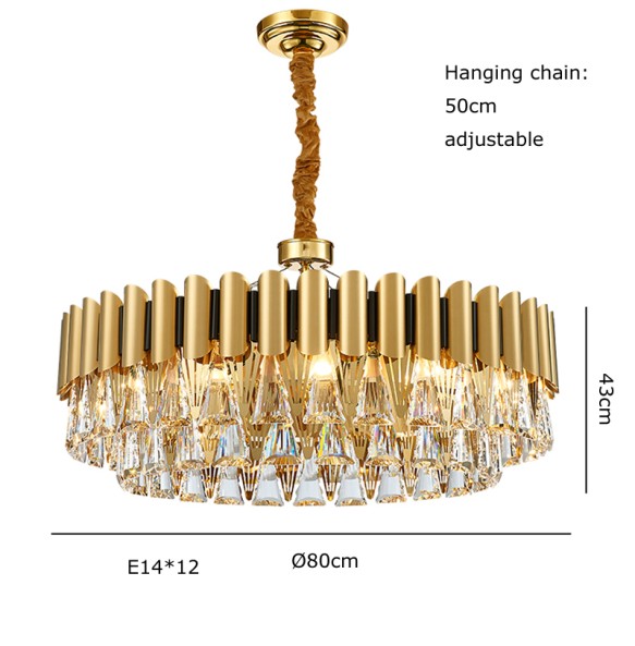 Luxury Gold Pendant Light Big 2024 Classic LED Dimmable Crystal Light Fixture Lustre Home Appliance Home Decor Dining Room