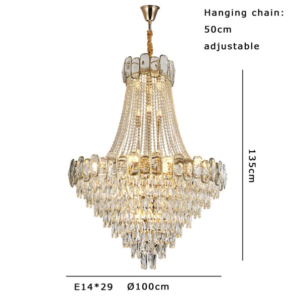 Nordic Large Crystal Ceiling Chandelier Room Decor Big Hanging Lamps Lustre Lampara for Villa Foyer Stairwell