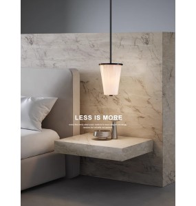 Luxury White Spanish Natural Luxury Marble Pendant Lamp Dining Room All Copper Real Marble Hanging Lamps Bedside Lustres