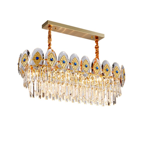 Crystal Lustre Gold Classic Suspension Dimmable LED Hanging Lamp Light Fixture Classic Chandelier Luxury Home Decor