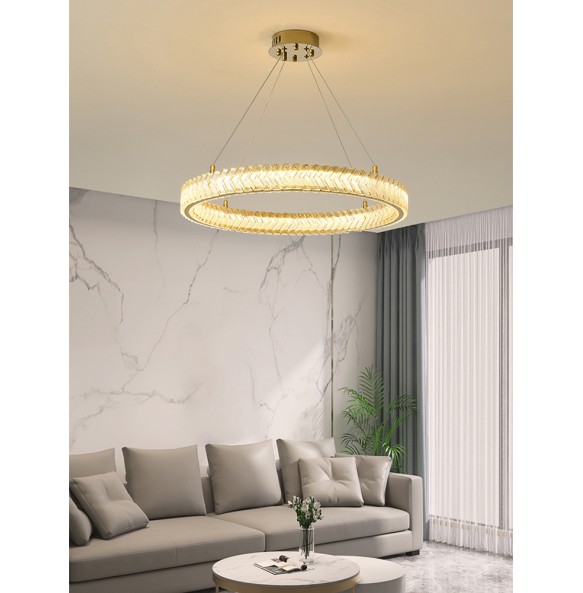 Modern Suspension Arrow Shaped Crystal Gold Round 2024 New Trend Pendant Light Dimmable LED Home Decor Appliance Lobby