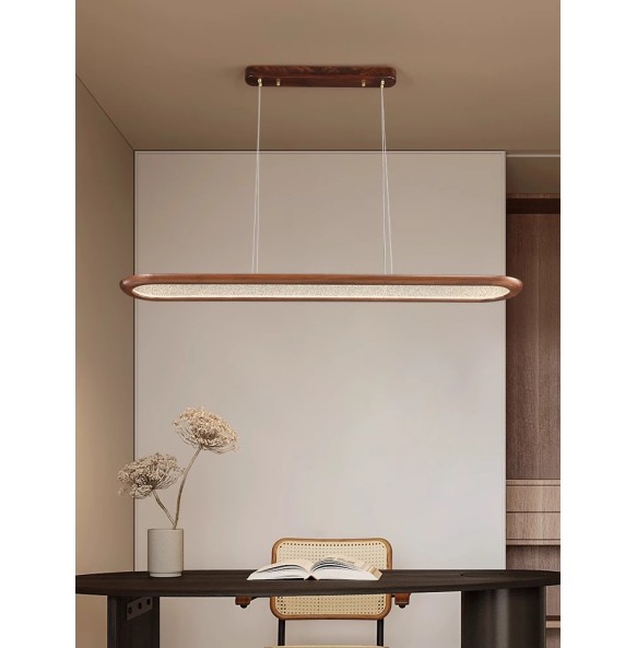 Modern Creative Walnut Pendant Lamp for Ceiling Long Dining Room Bar Chandelier Led Home Decor Light Fixture