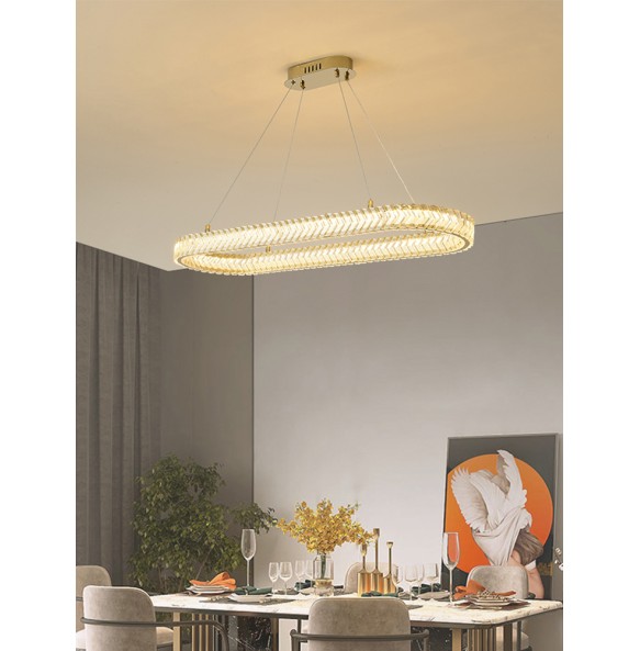 Modern Suspension Arrow Shaped Crystal Gold Round 2024 New Trend Pendant Light Dimmable LED Home Decor Appliance Lobby