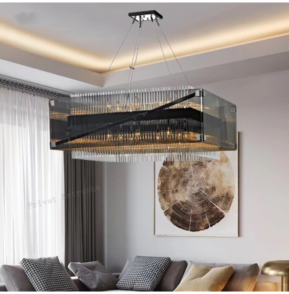 Luxury Long Dining Pendant Light 2024 New Designer Crystal Glass Lustres Led Living Room Lampe Home Decor Ceiling Chandelier