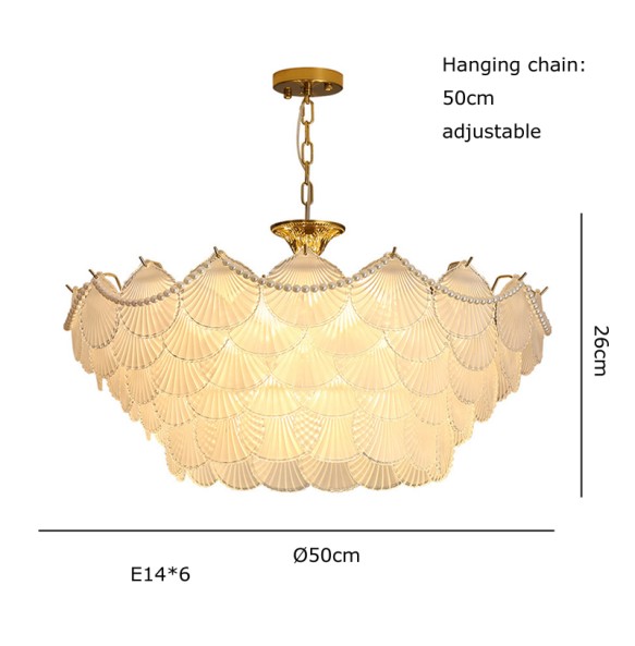 Shell Glass Modern Suspension Lustre Pendant Light 2024 LED Luxury Hanging Lamp Popular Home Appliance For Home Decoration